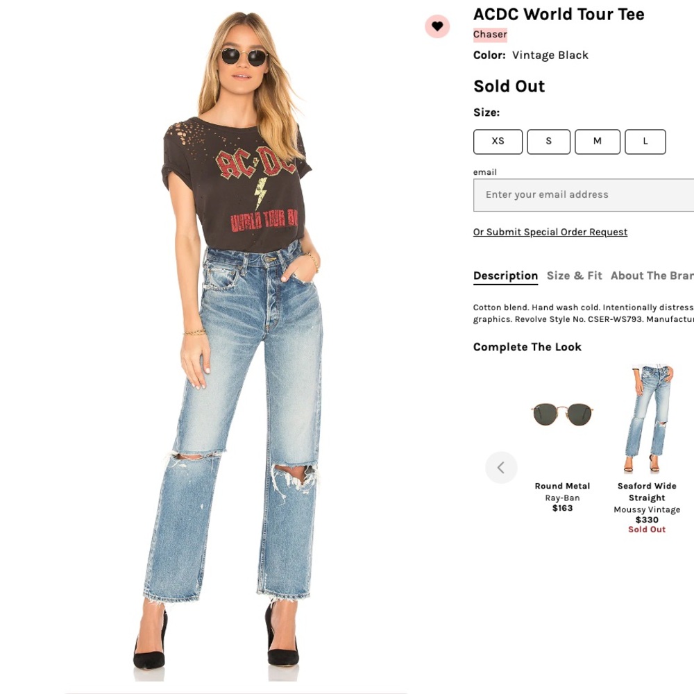 Revolve Chaser AC/DC world tour band tee